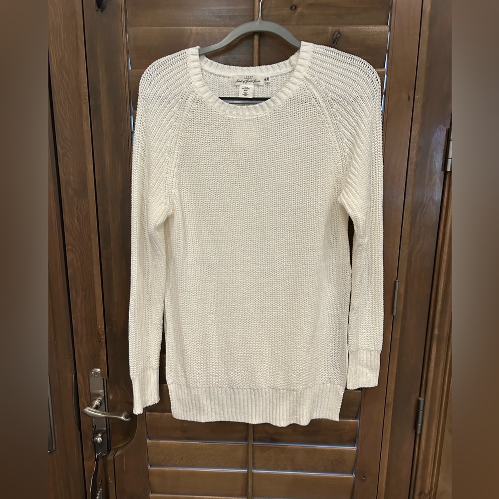 H&M L.O.G.G. White Crew Neck Tunic-style Sweater - NWOT.